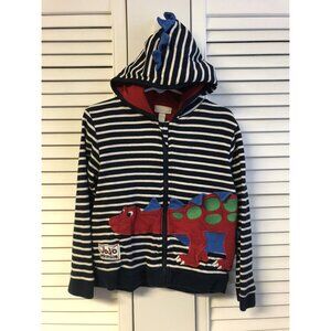 Jojo Maman Bebe Size 2/3 Striped Dino Zip Up Hoodie